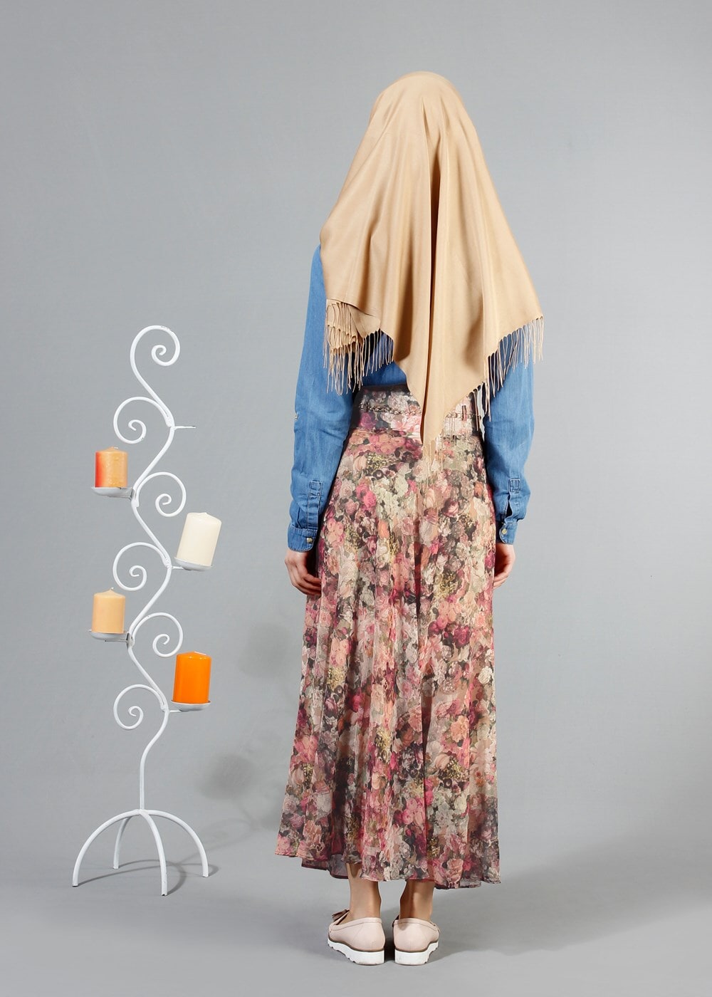 Vêtements hijab ROSE T 2405-1 Yüceller Dijital Baskılı Mevlana Etek