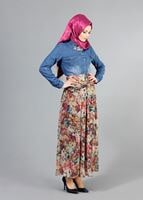 Hijab clothing POWDER T 2405-1 Yüceller Dijital Baskılı Mevlana Etek