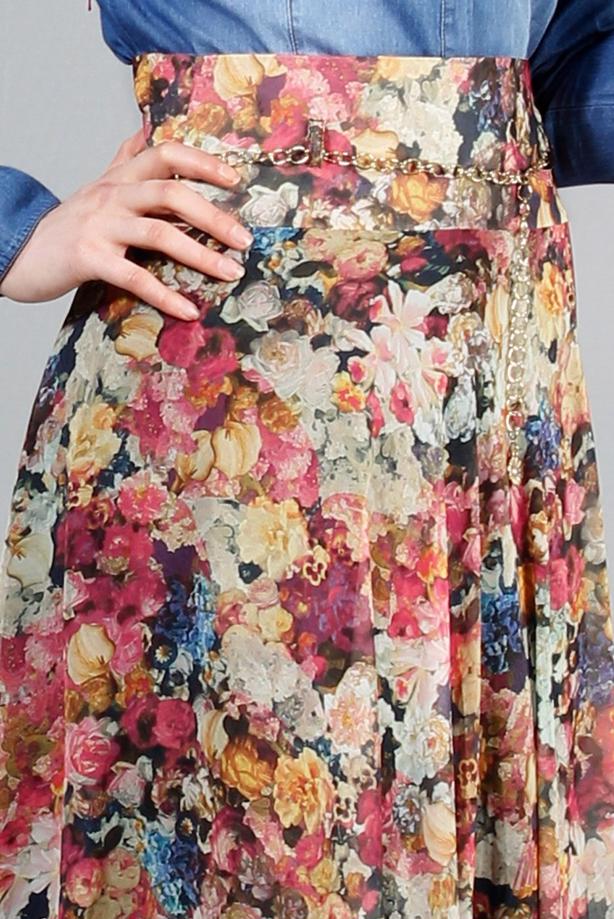 Vêtements hijab  T 2405-1 Yüceller Dijital Baskılı Mevlana Etek - TRENDTESETTÜR