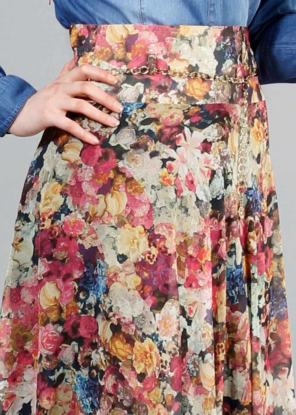 Hijab clothing POWDER T 2405-1 Yüceller Dijital Baskılı Mevlana Etek