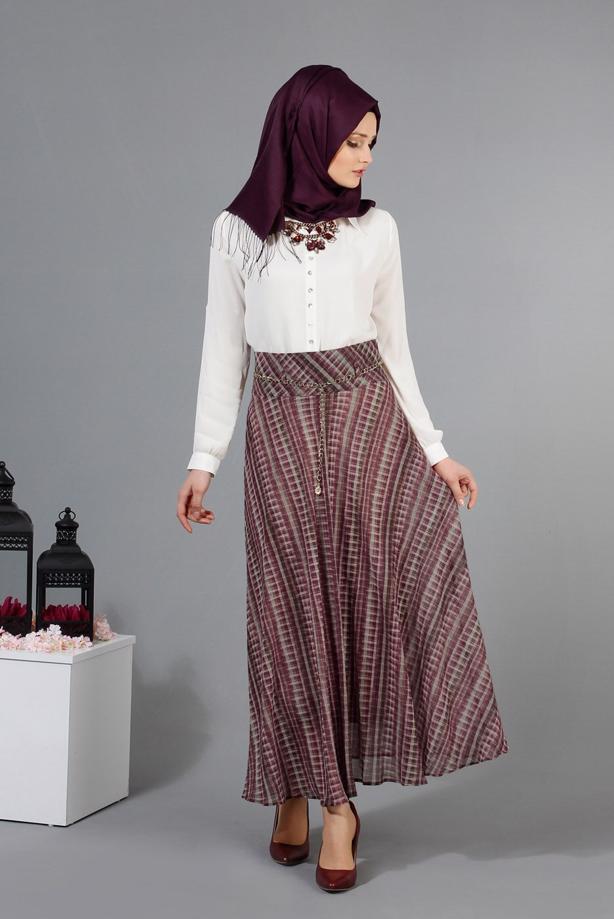 Vêtements hijab  T 2405-2 Yüceller Dijital Baskılı Şifon Etek - TRENDTESETTÜR