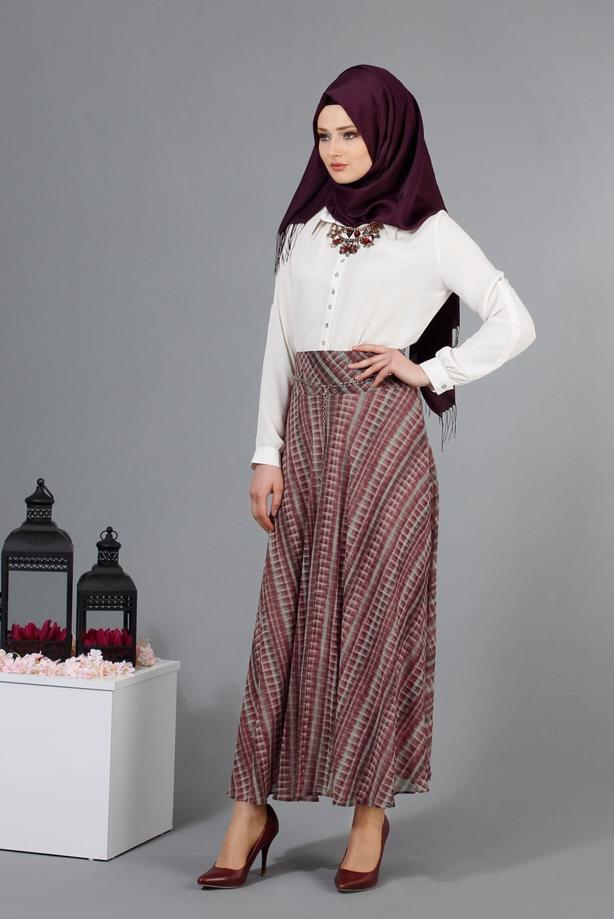 Vêtements hijab  T 2405-2 Yüceller Dijital Baskılı Şifon Etek - TRENDTESETTÜR