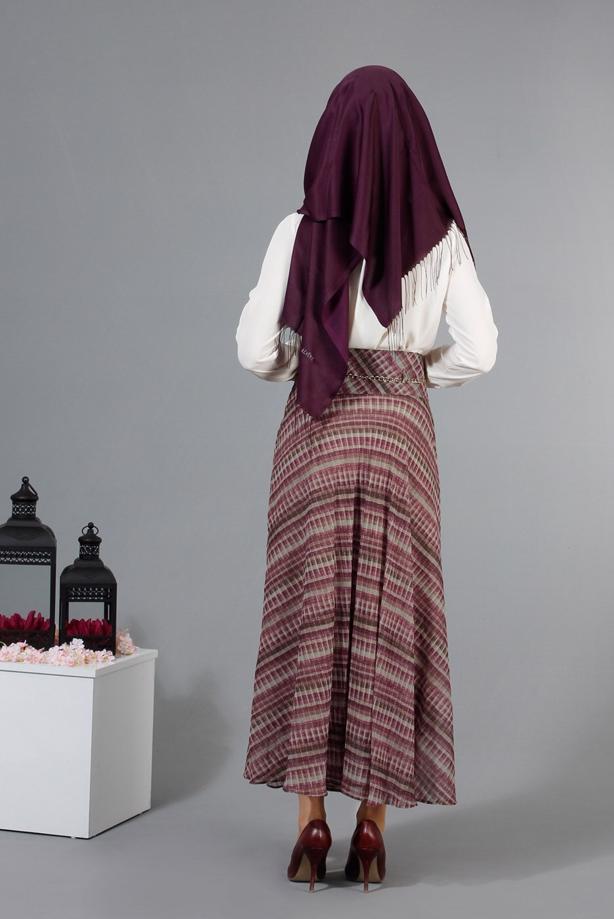 Vêtements hijab  T 2405-2 Yüceller Dijital Baskılı Şifon Etek - TRENDTESETTÜR