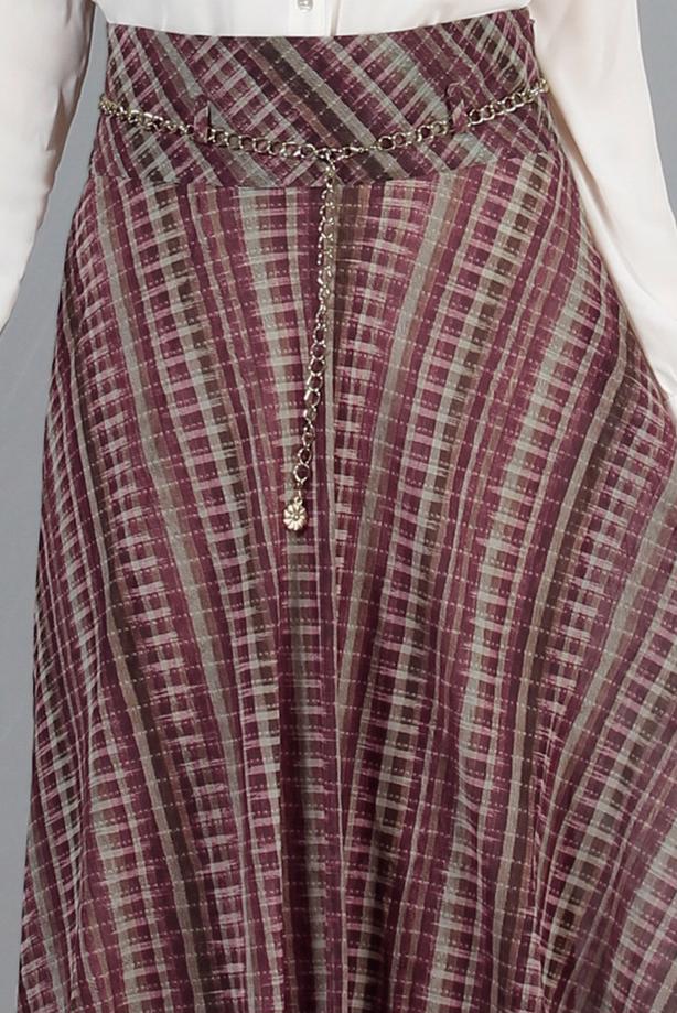 Vêtements hijab  T 2405-2 Yüceller Dijital Baskılı Şifon Etek - TRENDTESETTÜR