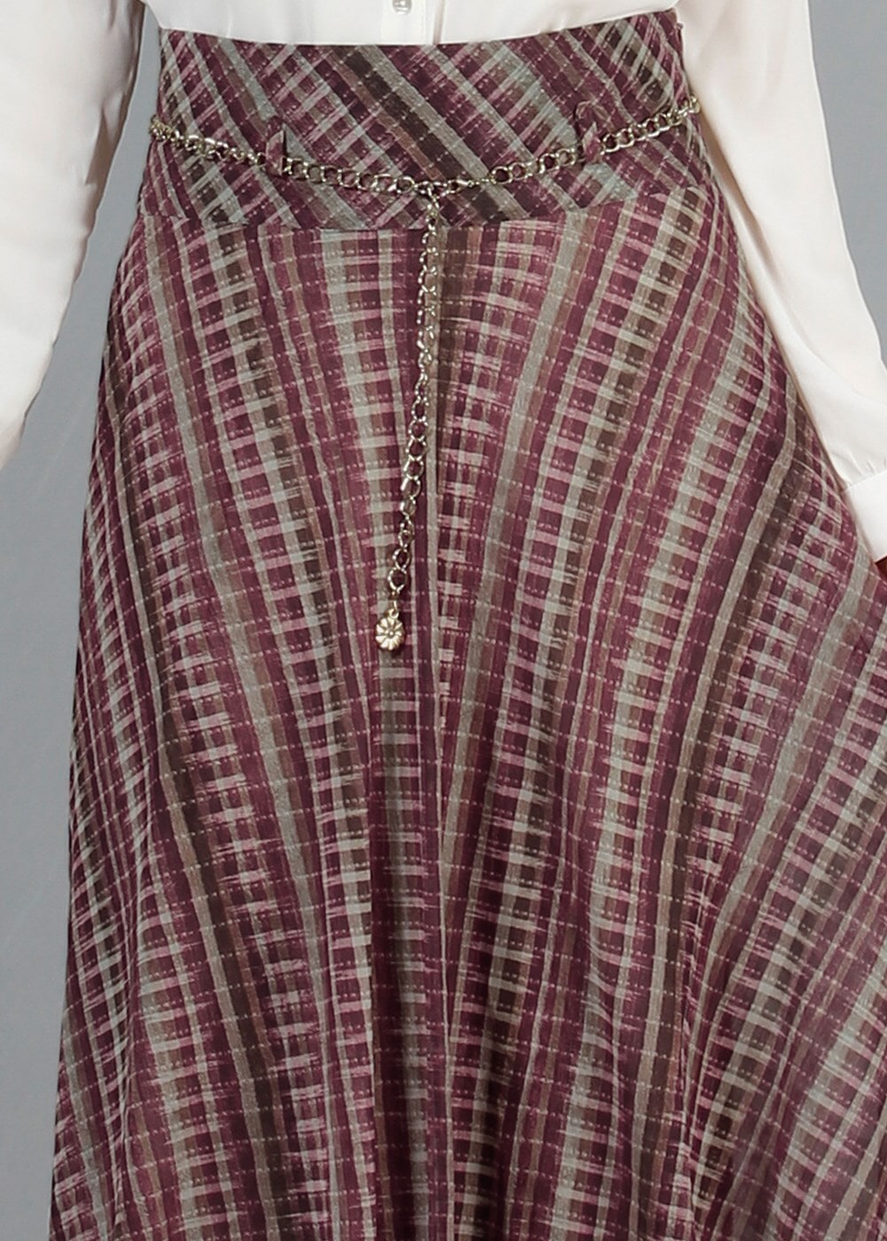 Hijab clothing CLARET RED T 2405-2 Yüceller Dijital Baskılı Şifon Etek