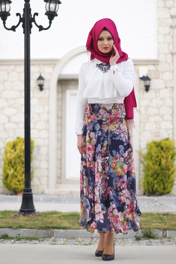 Vêtements hijab  T 2405-3 Yüceller Dijital Baskılı Etek - TRENDTESETTÜR