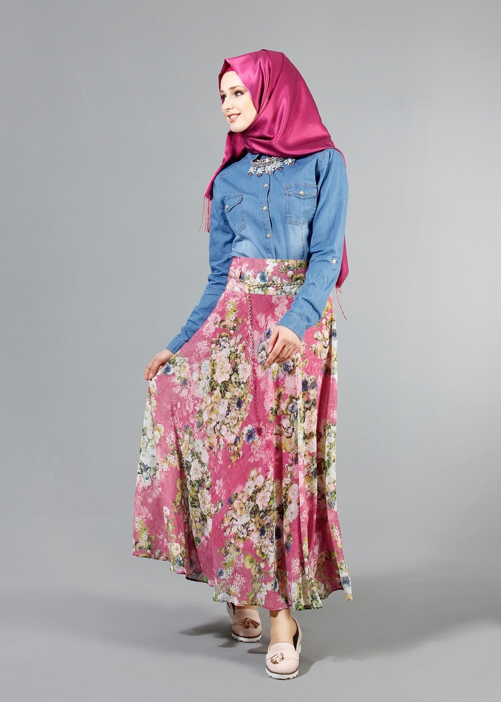 Vêtements hijab ROSE T 2405-3 Yüceller Dijital Baskılı Etek