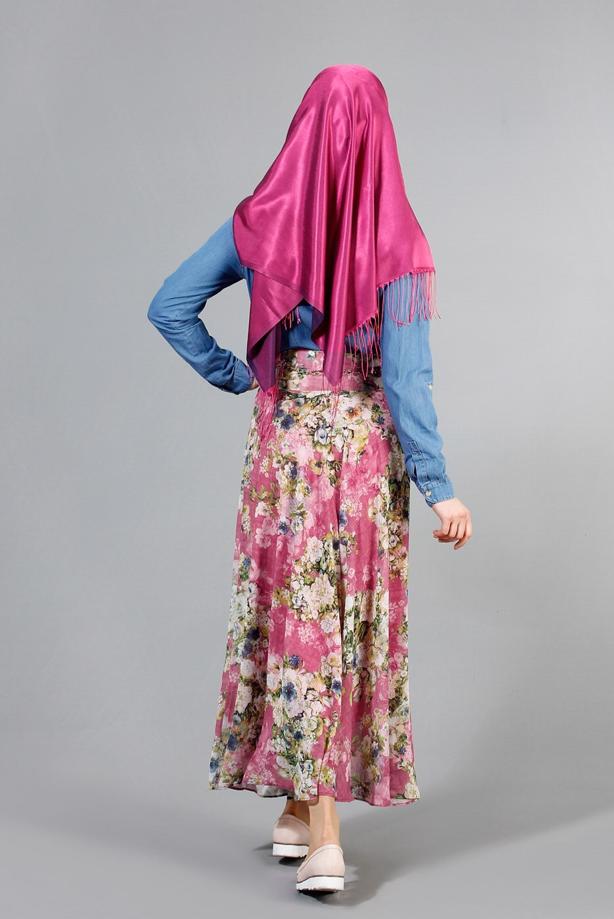 Vêtements hijab  T 2405-3 Yüceller Dijital Baskılı Etek - TRENDTESETTÜR