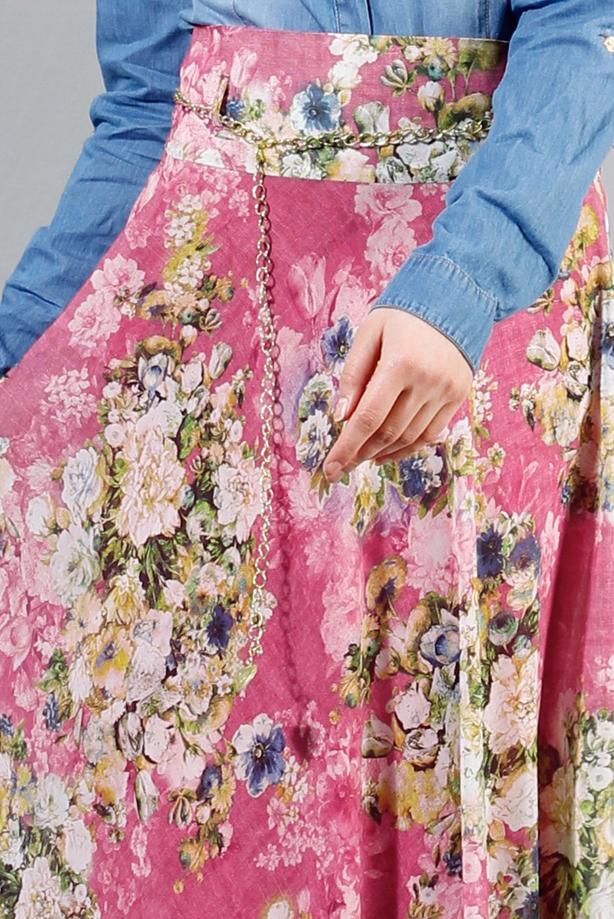 Vêtements hijab  T 2405-3 Yüceller Dijital Baskılı Etek - TRENDTESETTÜR