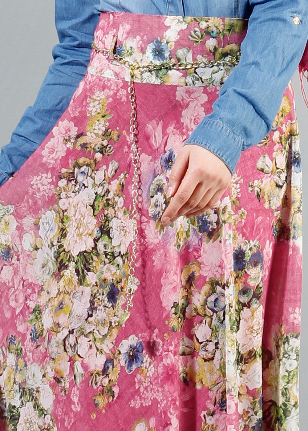 Vêtements hijab ROSE T 2405-3 Yüceller Dijital Baskılı Etek