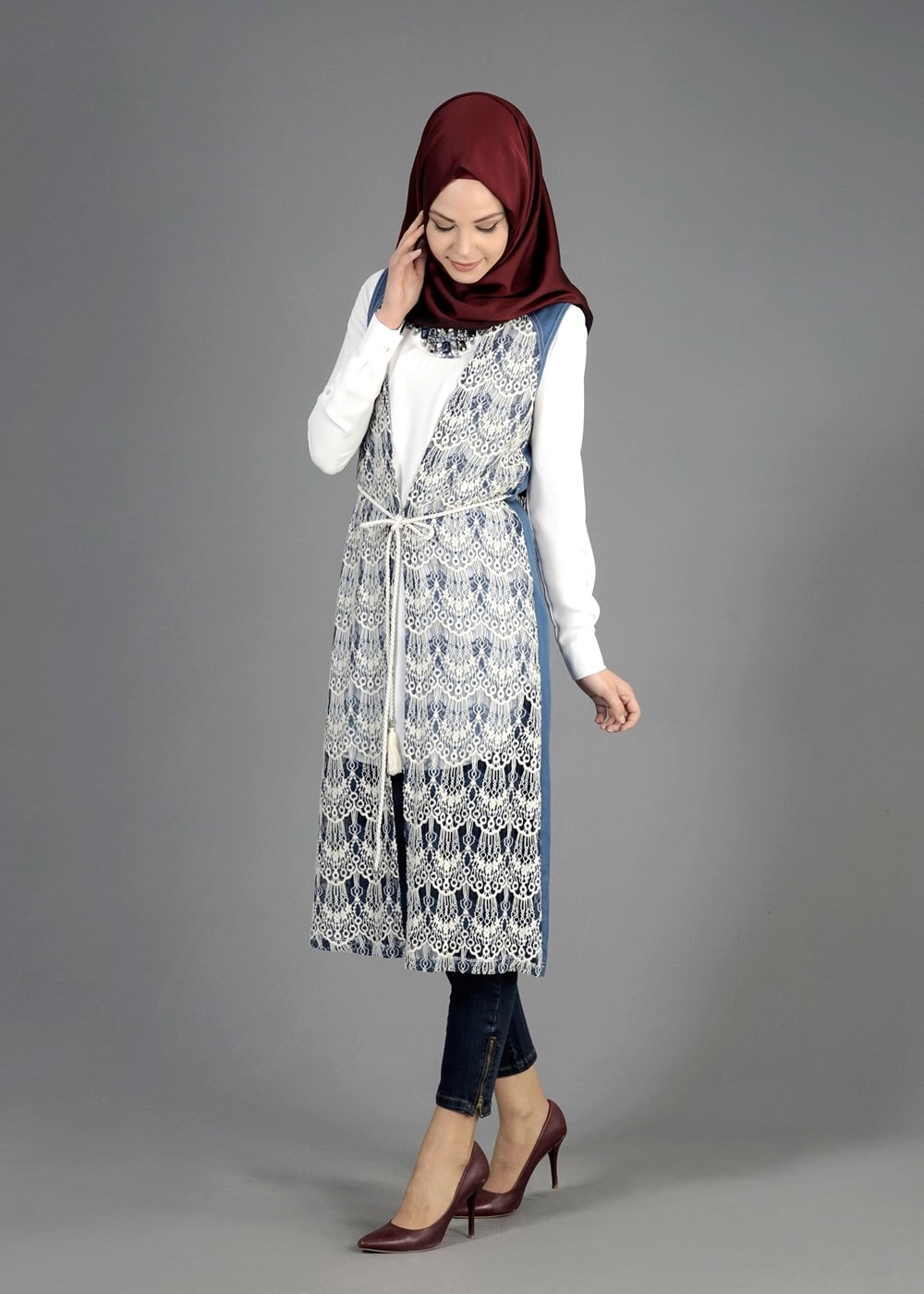 Tesettür giyim LACİVERT T 4638 Lencia Tesettür Yelek-Alv Fashion