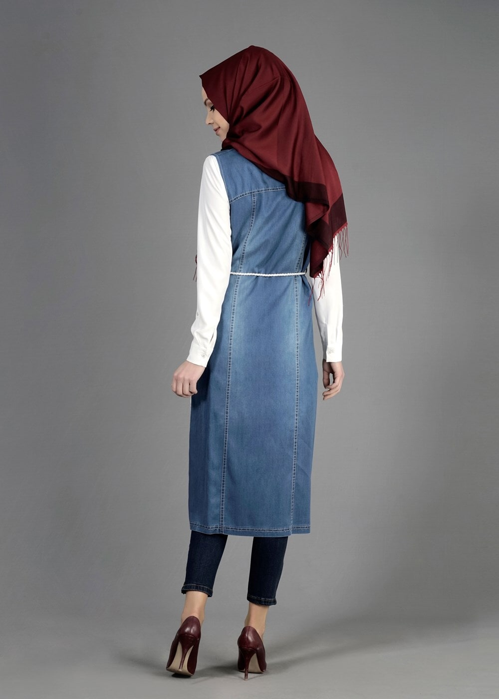 Tesettür giyim LACİVERT T 4638 Lencia Tesettür Yelek-Alv Fashion