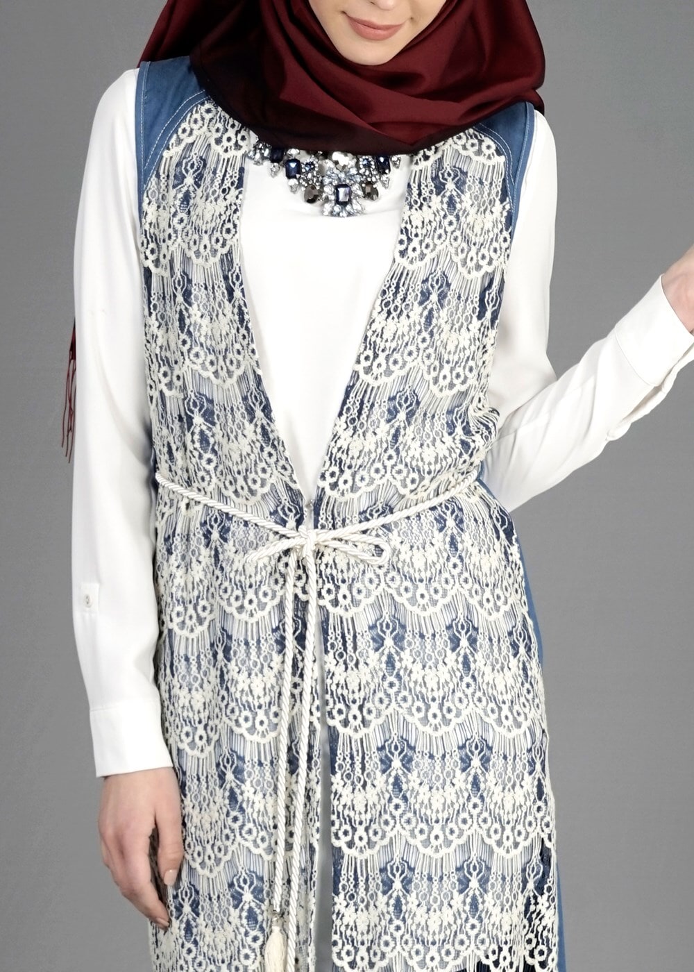 Tesettür giyim LACİVERT T 4638 Lencia Tesettür Yelek-Alv Fashion