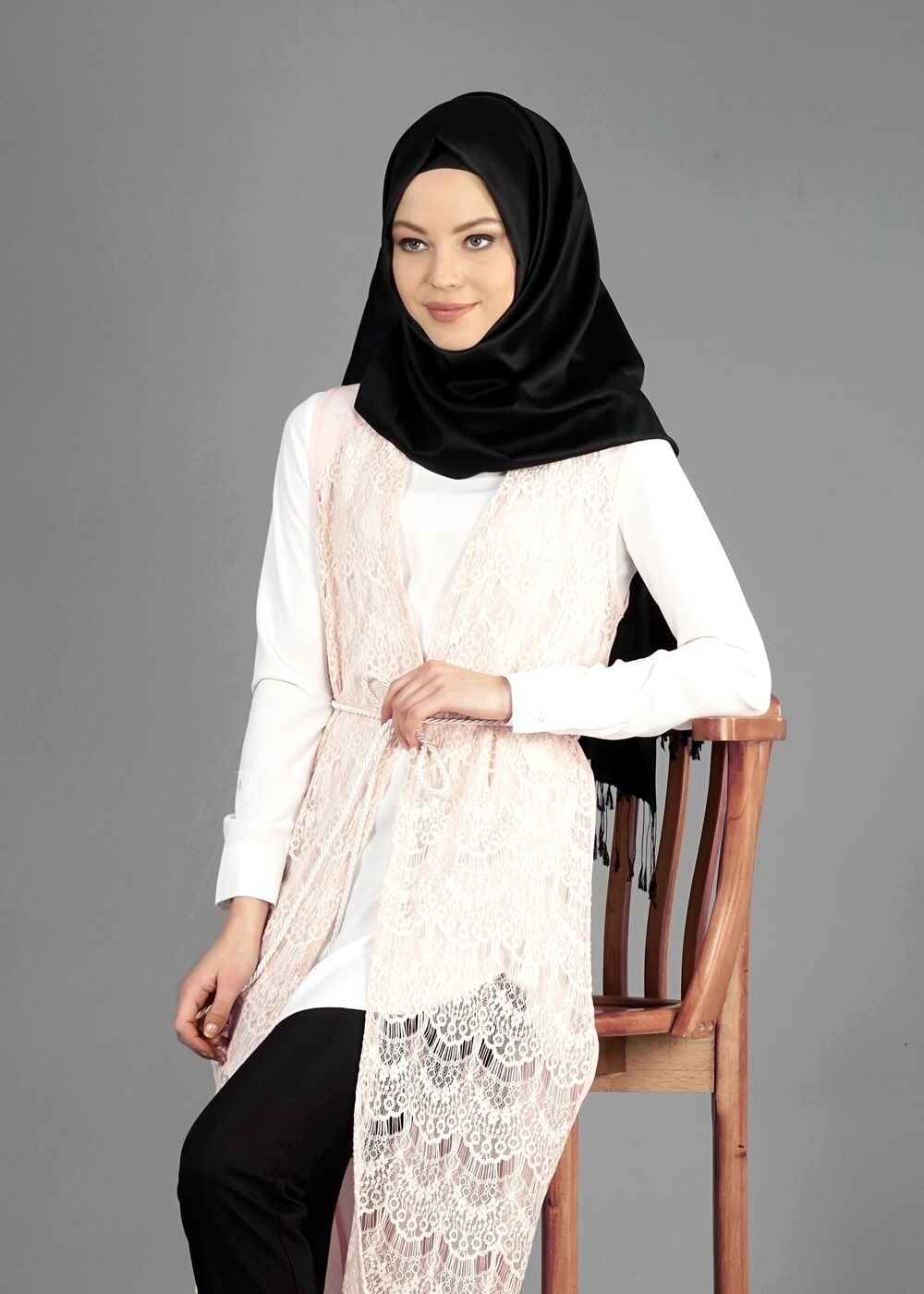 Tesettür giyim PUDRA T 4644 İndila Tesettür Yelek-Alv Fashion