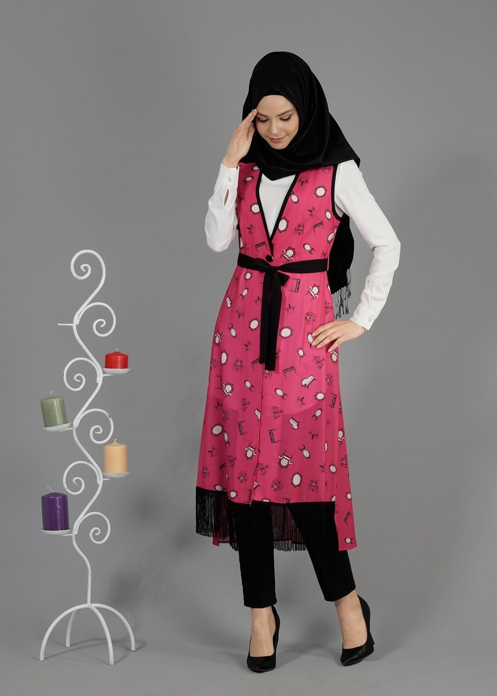 Hijab clothing FUCHSIA T 4695 Verso Yelek-Alv Fashion