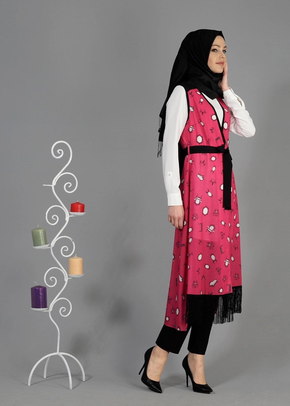 Hijab clothing FUCHSIA T 4695 Verso Yelek-Alv Fashion