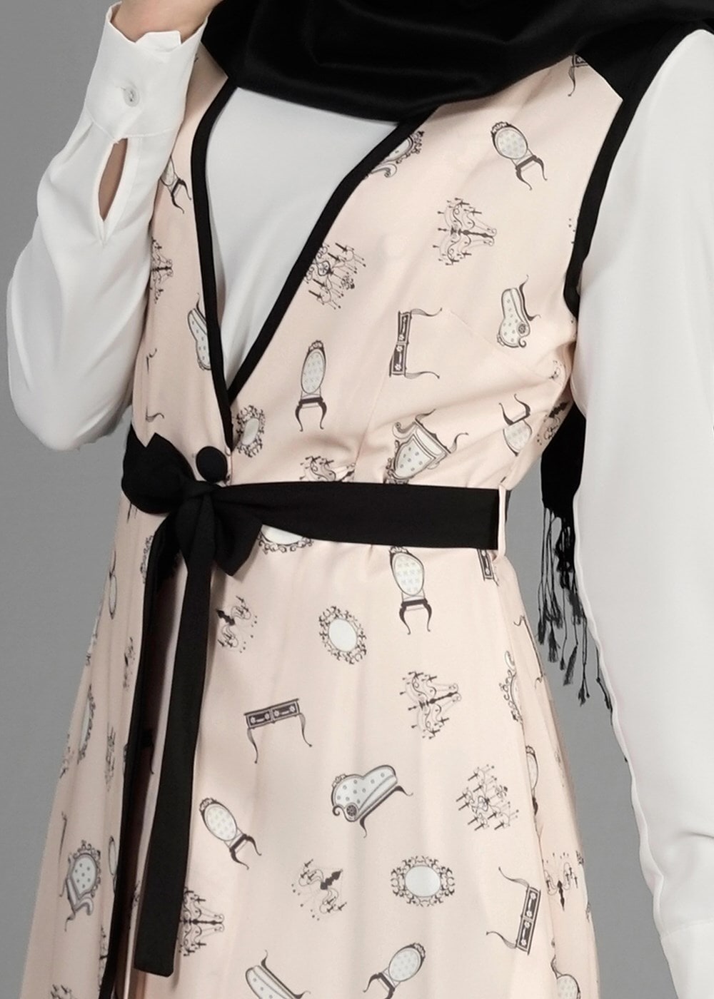 Vêtements hijab POUDRE T 4695 Verso Yelek-Alv Fashion