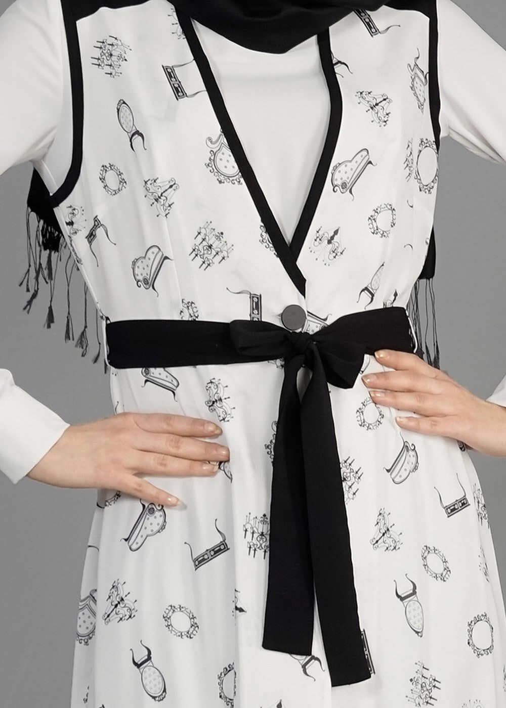 Tesettür giyim KREM T 4695 Verso Yelek-Alv Fashion