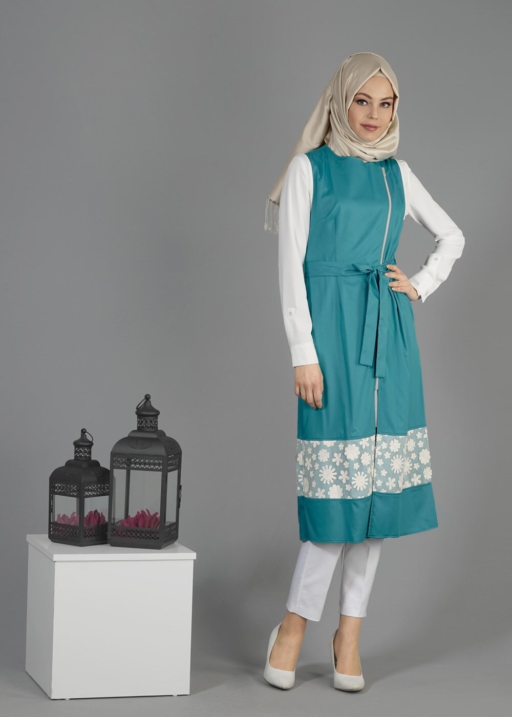 Tesettür giyim MAVİ T 4795 Nadya Tesettür Yelek-Alv Fashion