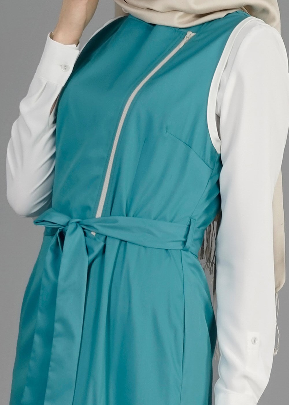 Tesettür giyim MAVİ T 4795 Nadya Tesettür Yelek-Alv Fashion