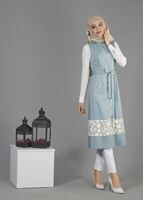 Tesettür giyim MAVİ T 4795 Nadya Tesettür Yelek-Alv Fashion