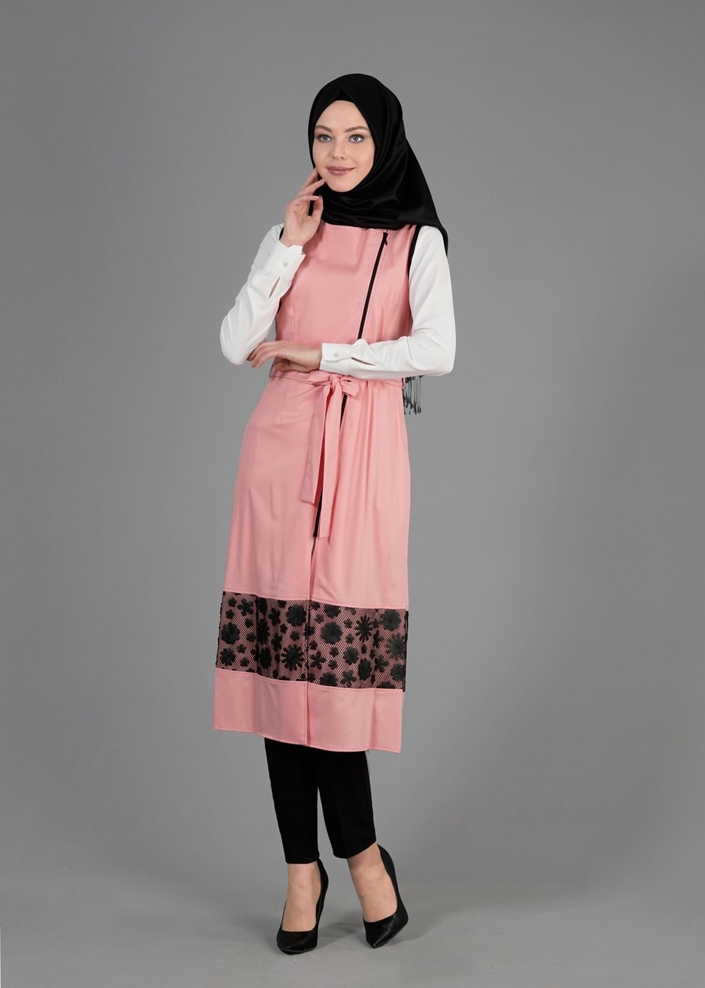 Tesettür giyim PUDRA T 4795 Nadya Tesettür Yelek-Alv Fashion
