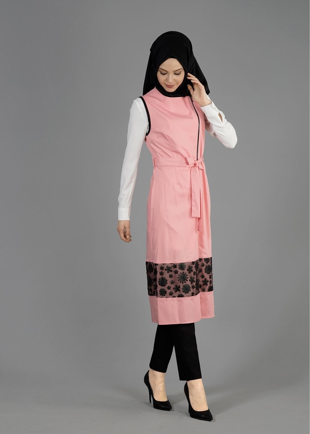 Tesettür giyim PUDRA T 4795 Nadya Tesettür Yelek-Alv Fashion