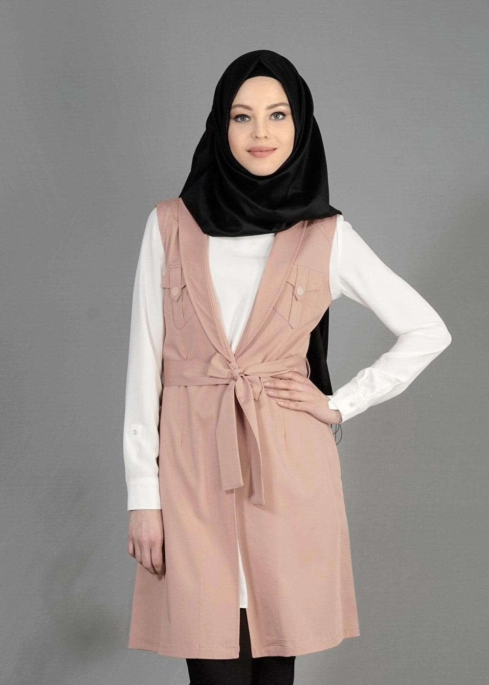 Tesettür giyim KAHVE T 4684 Nadya Yelek-Alv Fashion