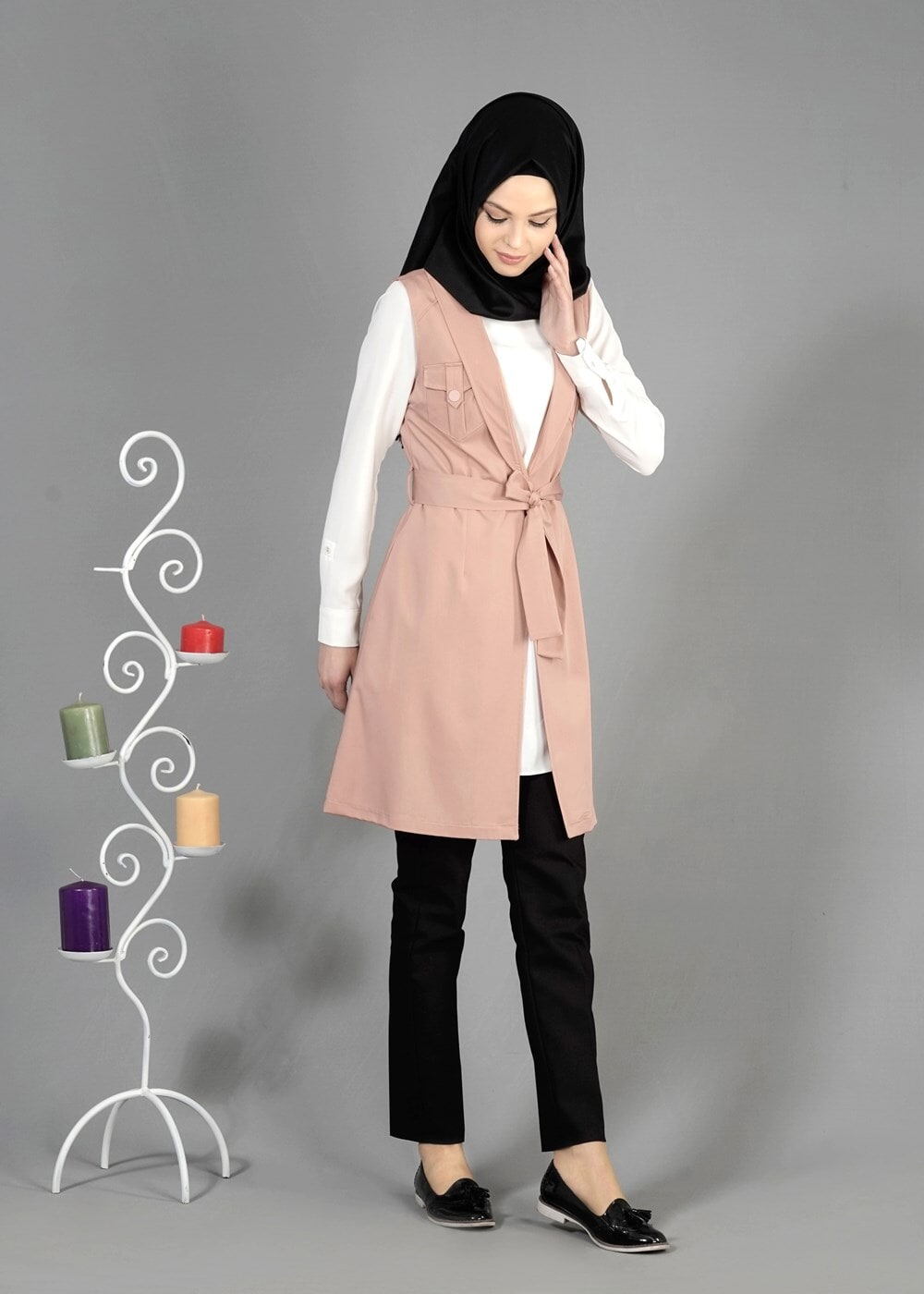 Tesettür giyim KAHVE T 4684 Nadya Yelek-Alv Fashion