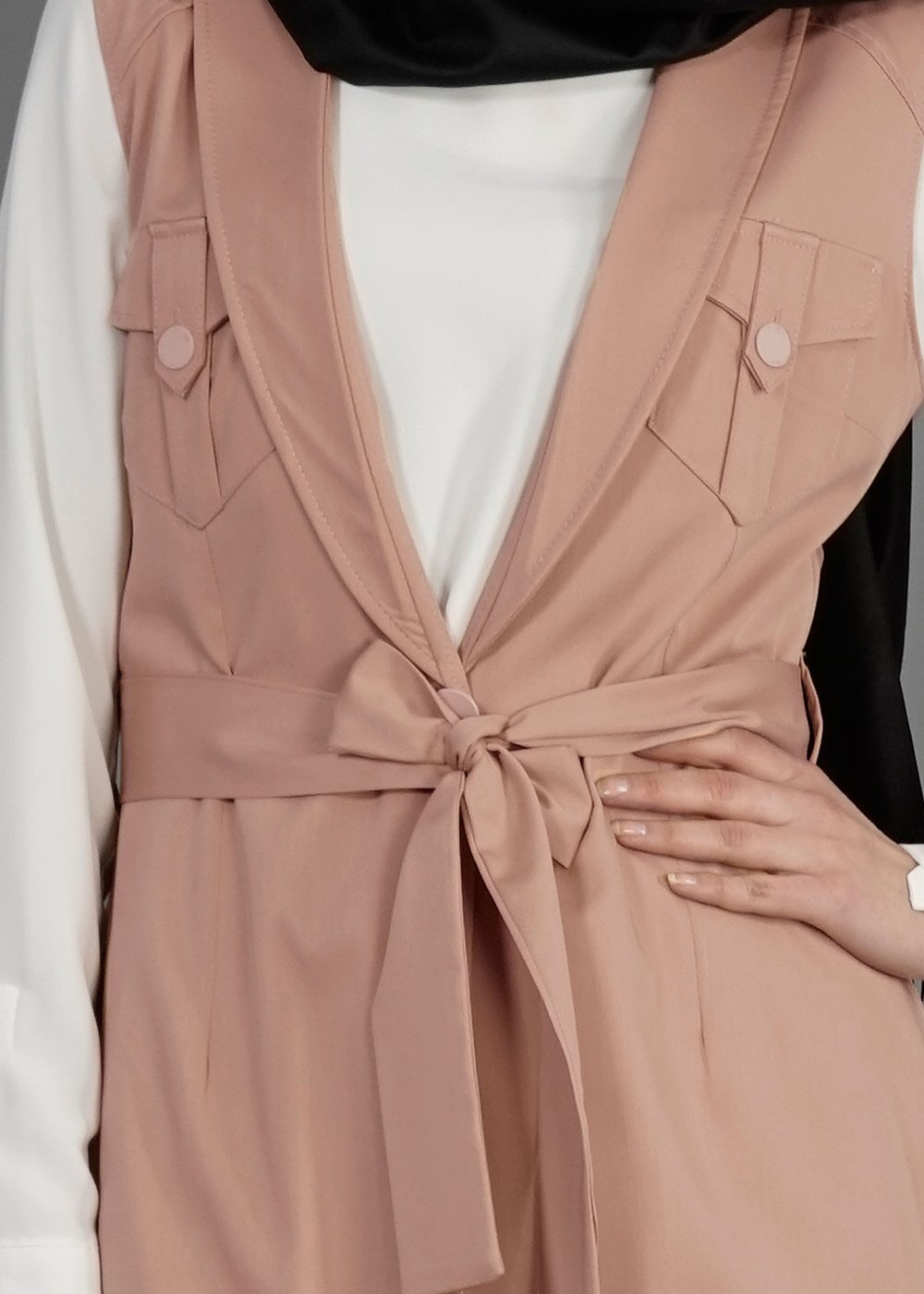 Tesettür giyim KAHVE T 4684 Nadya Yelek-Alv Fashion