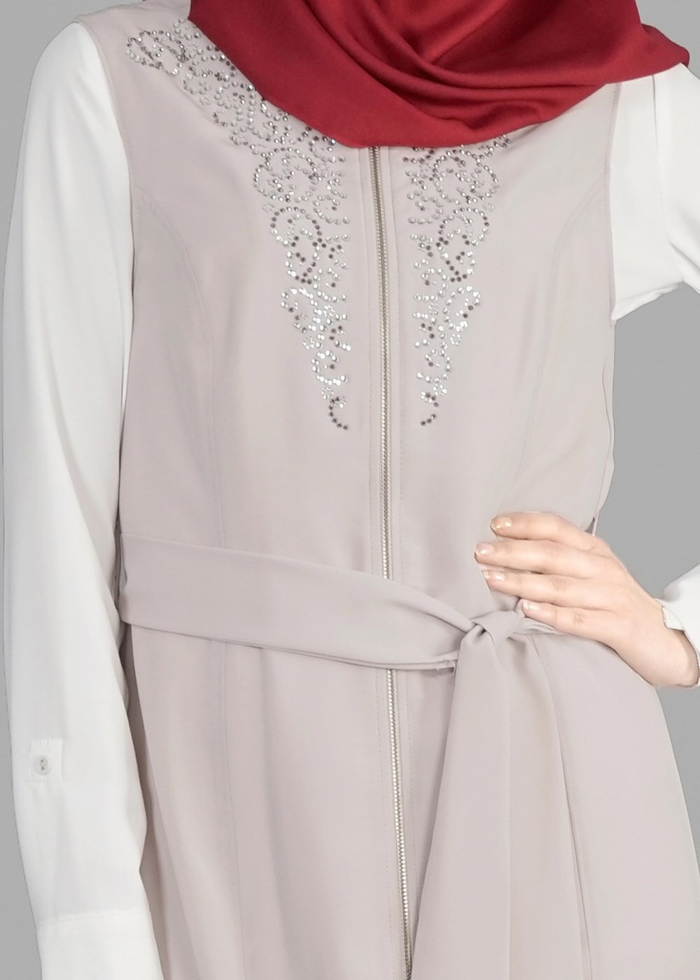 Tesettür giyim BEJ T 4737 New Loren Tesettür Yelek-Alv Fashion