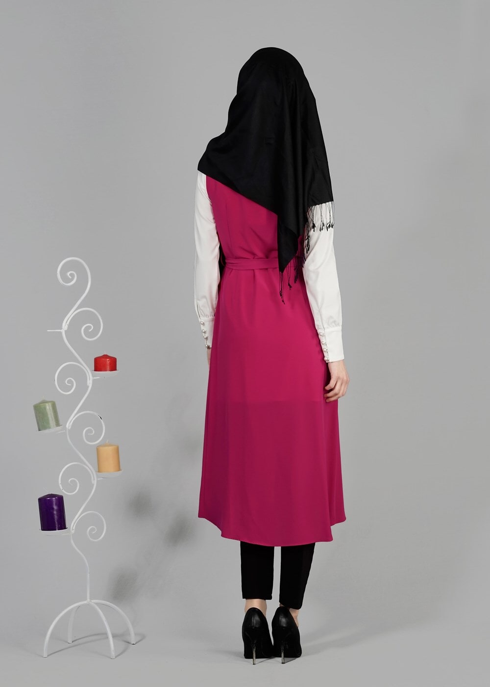 Tesettür giyim FUŞYA T 4737 New Loren Tesettür Yelek-Alv Fashion