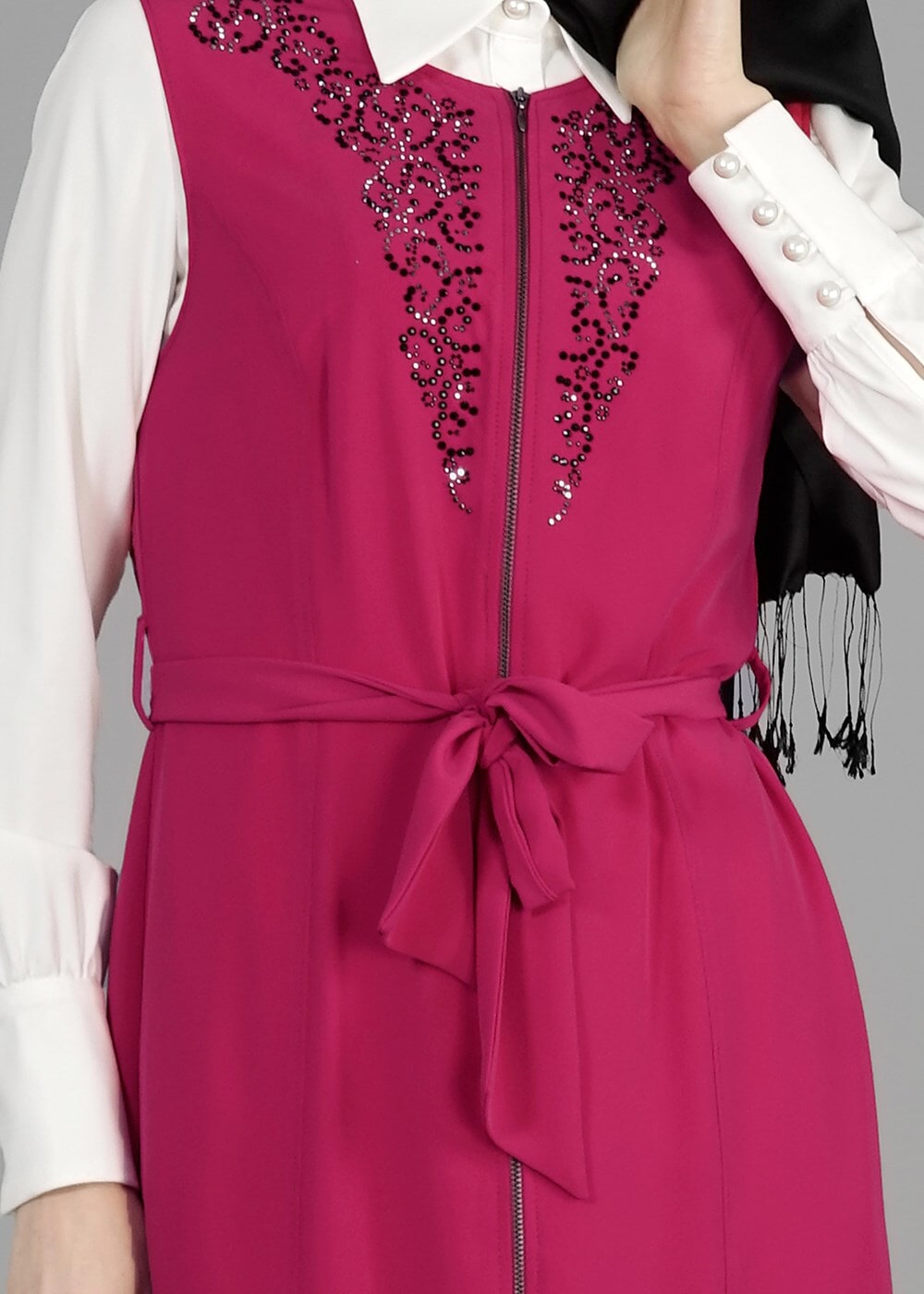 Tesettür giyim FUŞYA T 4737 New Loren Tesettür Yelek-Alv Fashion