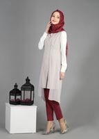 Tesettür giyim EKRU T 4794 Nadya Tesettür Yelek-Alv Fashion