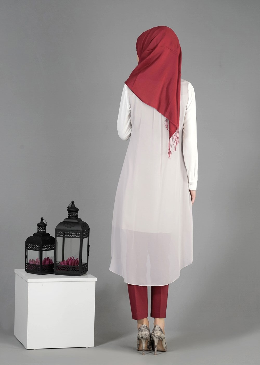 Tesettür giyim EKRU T 4794 Nadya Tesettür Yelek-Alv Fashion