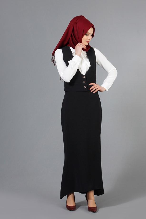 Vêtements hijab  T 9116 Bezen 2′li Yelekli Takım - TRENDTESETTÜR