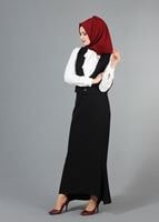 Vêtements hijab NOIR T 9116 Bezen 2′li Yelekli Takım