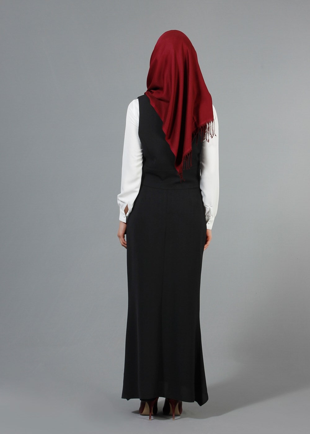 Vêtements hijab NOIR T 9116 Bezen 2′li Yelekli Takım