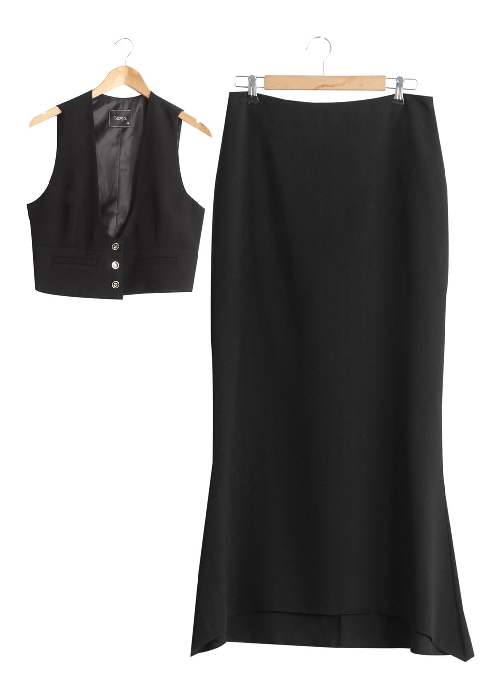 Vêtements hijab NOIR T 9116 Bezen 2′li Yelekli Takım