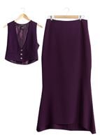 Tesettür giyim MOR T 9116 Bezen 2′li Yelekli Takım