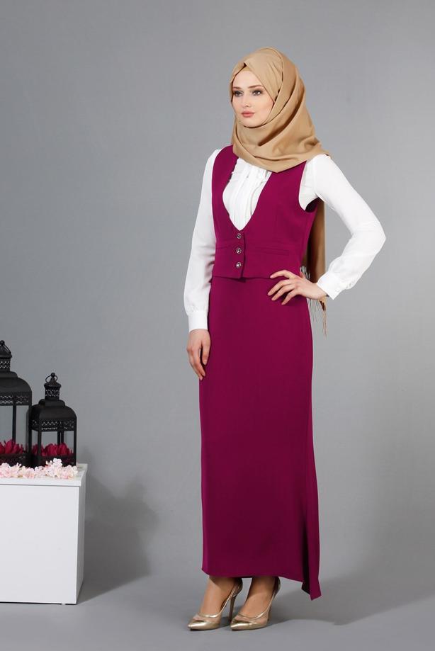 Vêtements hijab  T 9116 Bezen 2′li Yelekli Takım - TRENDTESETTÜR