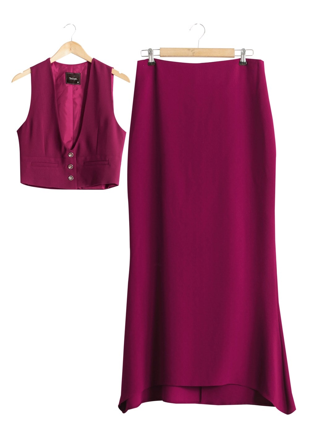 Vêtements hijab FUCHSIA T 9116 Bezen 2′li Yelekli Takım