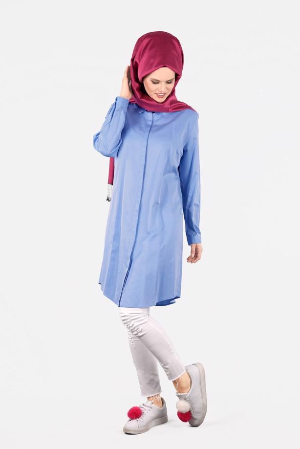 Vêtements hijab  T 50427 Allday Gizli Düğmeli Tunik - TRENDTESETTÜR
