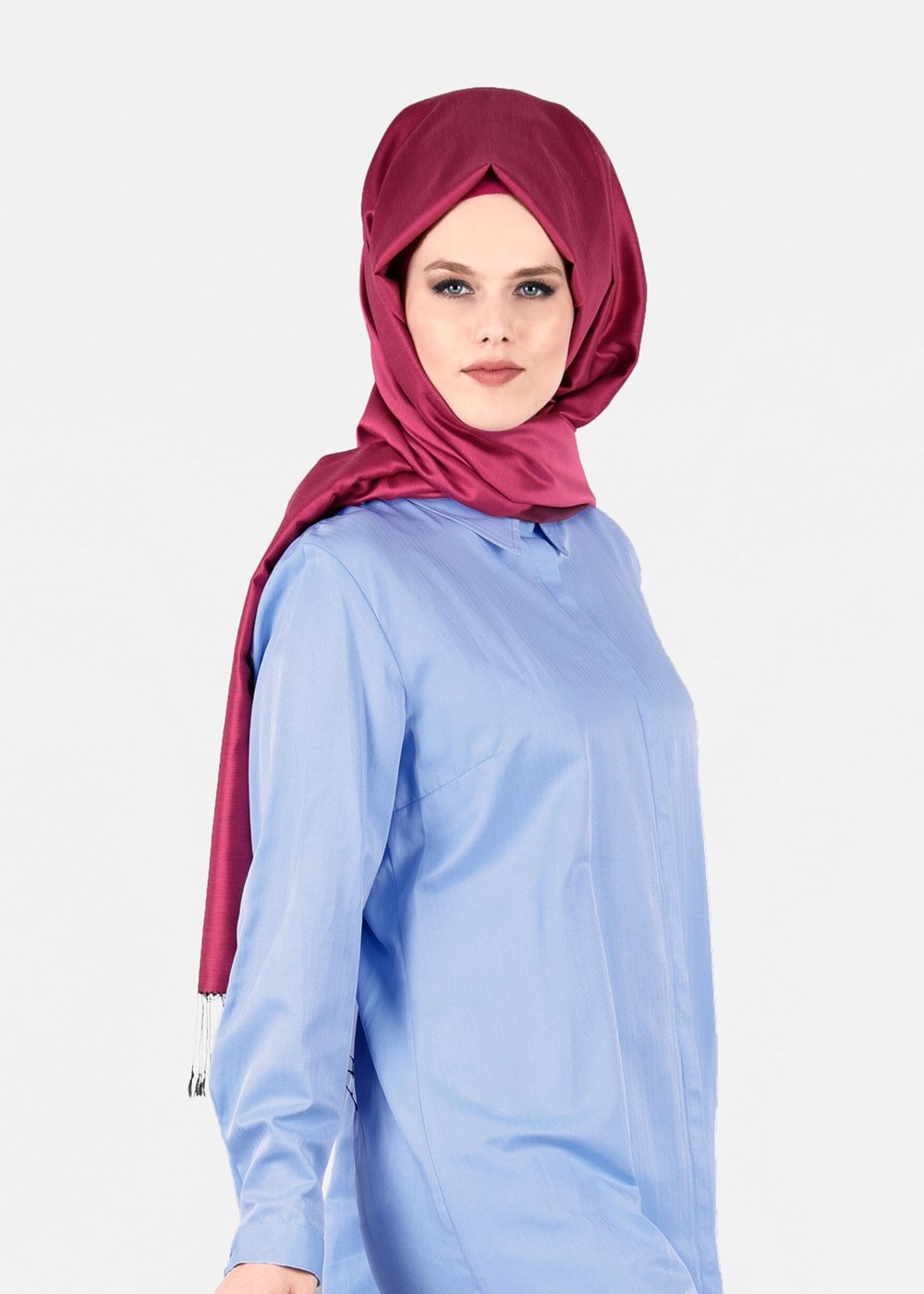 Hijab clothing BLUE T 50427 Allday Gizli Düğmeli Tunik