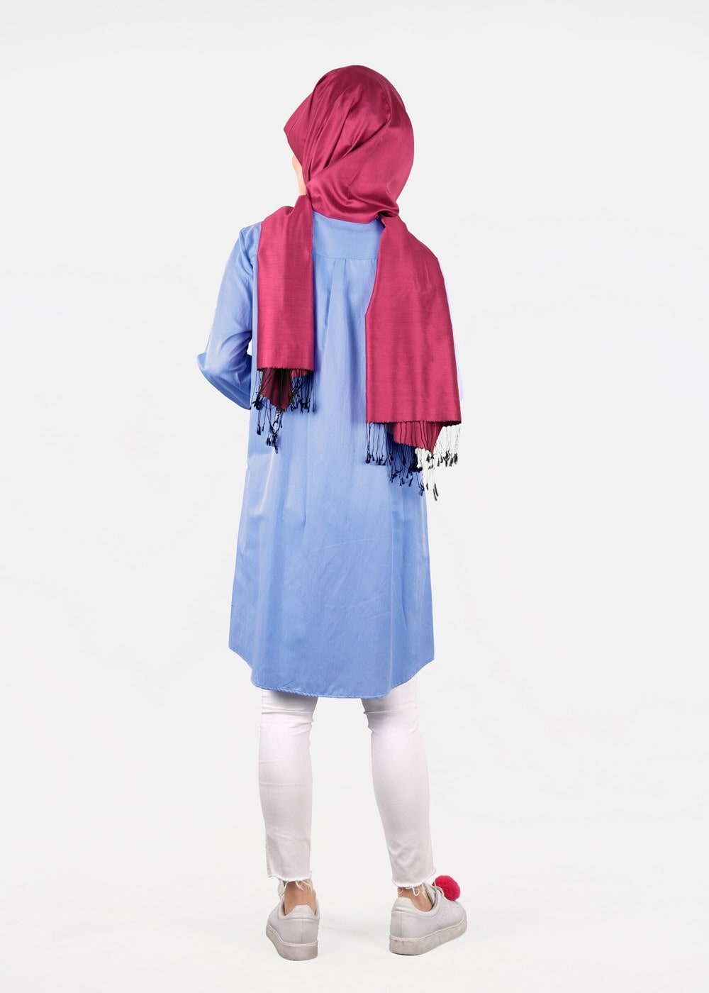 Hijab clothing BLUE T 50427 Allday Gizli Düğmeli Tunik