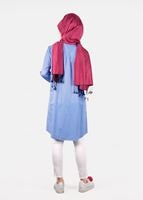 Hijab clothing BLUE T 50427 Allday Gizli Düğmeli Tunik