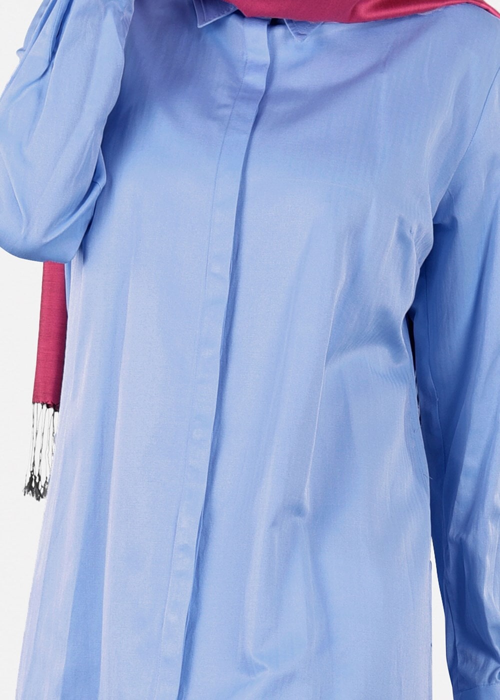 Hijab clothing BLUE T 50427 Allday Gizli Düğmeli Tunik