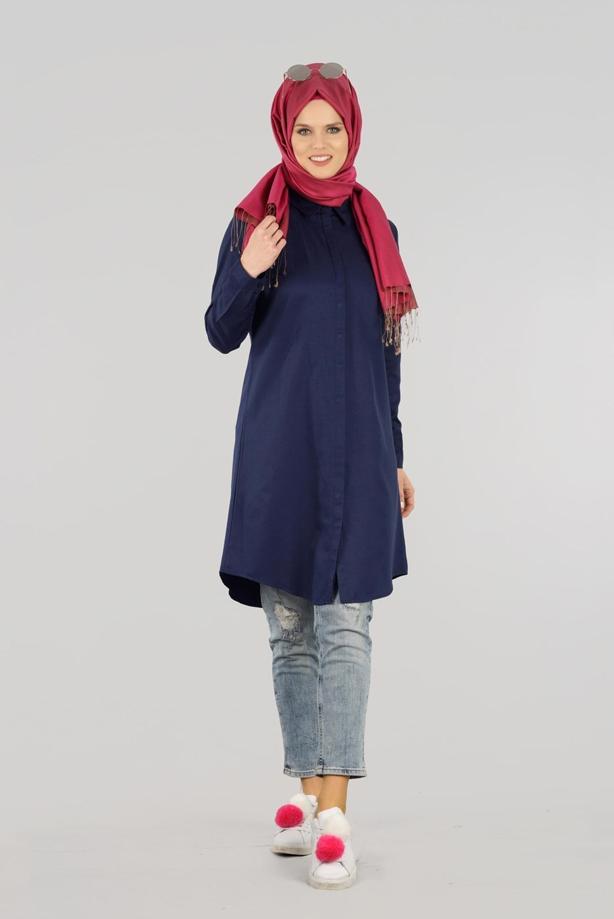 Vêtements hijab  T 50427 Allday Gizli Düğmeli Tunik - TRENDTESETTÜR