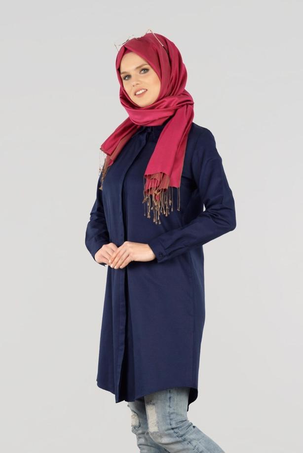 Vêtements hijab  T 50427 Allday Gizli Düğmeli Tunik - TRENDTESETTÜR