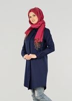 Vêtements hijab BLEU MARINE T 50427 Allday Gizli Düğmeli Tunik